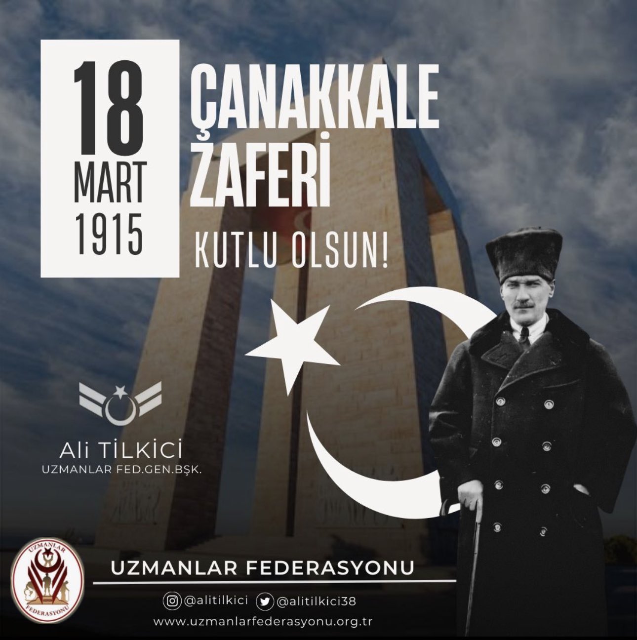   18 Mart Şehitleri Anma Günü ve Çanakkale Zaferi’nin 108'nci yıl dönümünde, başta Gazi Mustafa Kemal Atatürk ve silah arkadaşları olmak üzere tüm Şehitlerimizi rahmet, minnetle anıyoruz. 